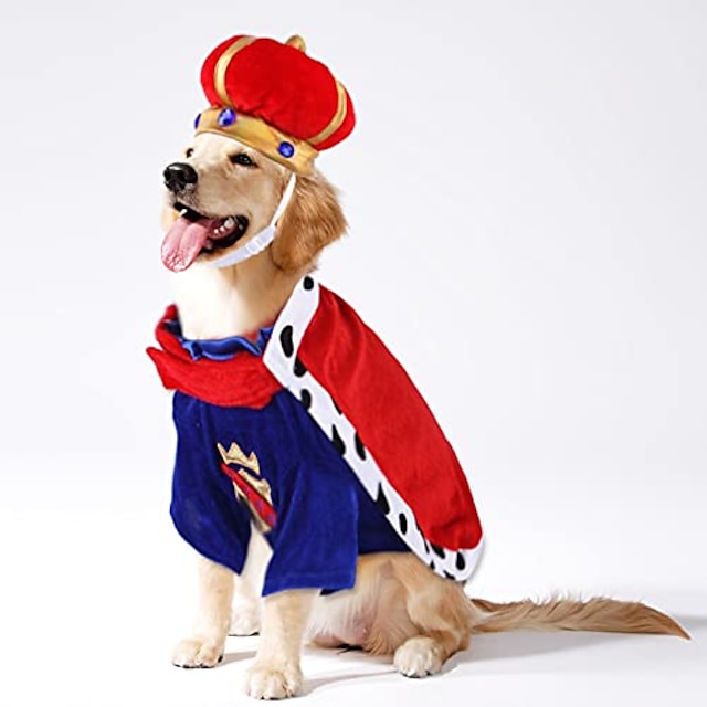  Dog Costume Clothes 2 Pack Pet Dog Soft Cape Clothes with Kings Crown and Cape for Small Large Dogs Cats