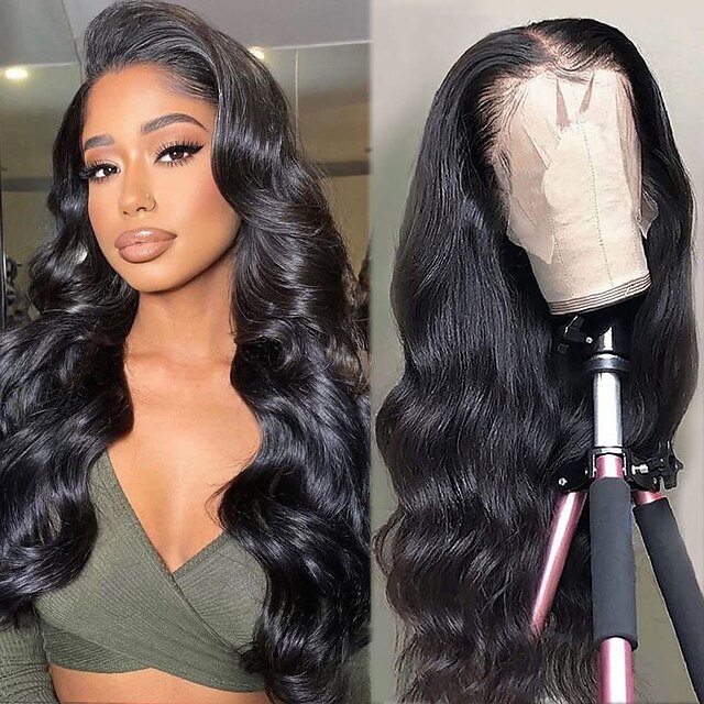 

Lace Front Wigs Human Hair 18-32 Inch Body Wave Lace Frontal Wigs For Black Woman 13x4 Lace Front Wigs Pre Plucked Hairline with Baby Hair 150% Density 10A Natural Black Hair Wig