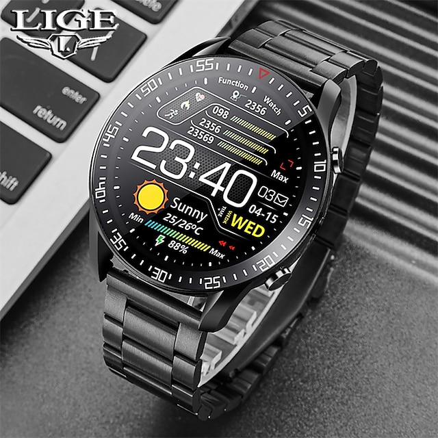  LIGE LG0160 Smart Watch 1.3 inch Smartwatch Fitness Running Watch Bluetooth Pedometer Call Reminder Activity Tracker Compatible with Android iOS Women Men Long Standby Media Control IP68 45mm Watch