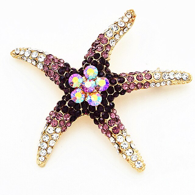 Shoes & Bags Fashion Accessories | Womens Brooches Classic Starfish Stylish Artistic Brooch Jewelry Purple Black Silver For Wedd