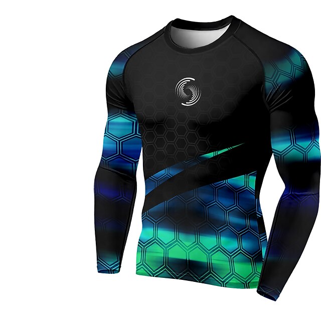 Sports & Outdoors Running, Jogging & Walking | 21Grams® Mens Long Sleeve Compression Shirt Running Shirt Geometry Top Athletic A