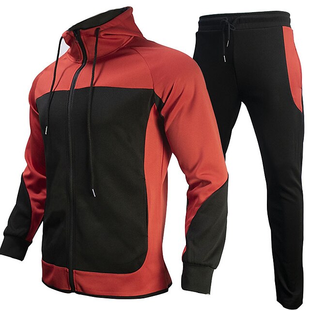 Sports & Outdoors Running, Jogging & Walking | Mens 2 Piece Tracksuit Sweatsuit Casual Athleisure 2pcs Winter Long Sleeve Spande