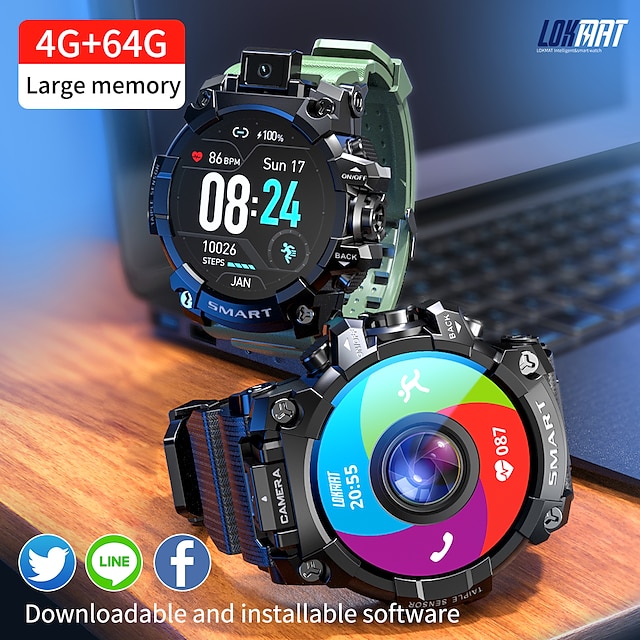  смарт-часы lokmat appllp 6 1,6 дюйма, 4g, вызовы, gps, 5 мегапикселей, поворотная камера на 90°, TFT-экран, умные часы, Bluetooth, фитнес-трекер, совместимый с Android, ios, мужские звонки, звонки