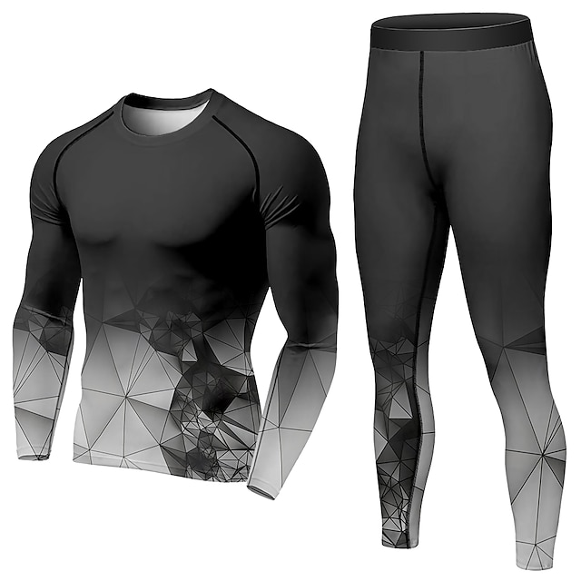 Sports & Outdoors Running, Jogging & Walking | 21Grams® Mens 2 Piece Activewear Set Compression Suit Athletic Athleisure 2pcs Wi