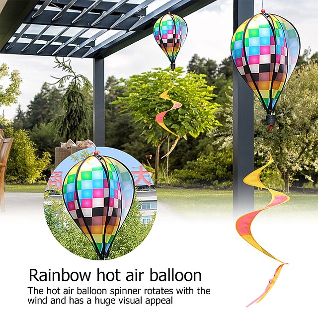 Hot Air Balloon Wind Spinner Rainbow Hanging Wind Spinner Garden Outdoor Decor Child Gift