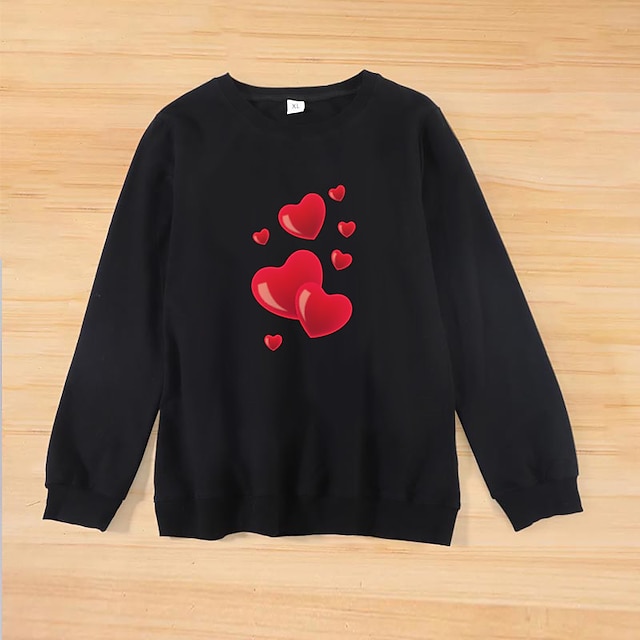 Baby & Kids Matching Outfits | Family Look Valentines Sweatshirt Heart Peace Street Print White Black Long Sleeve Active Matchin