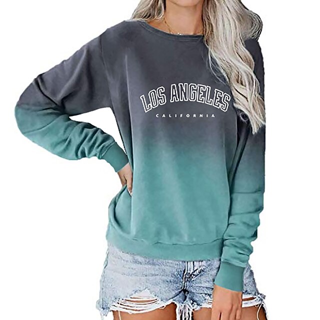  sweatshirt for women, gradient color shirt pullover top-green-3xl