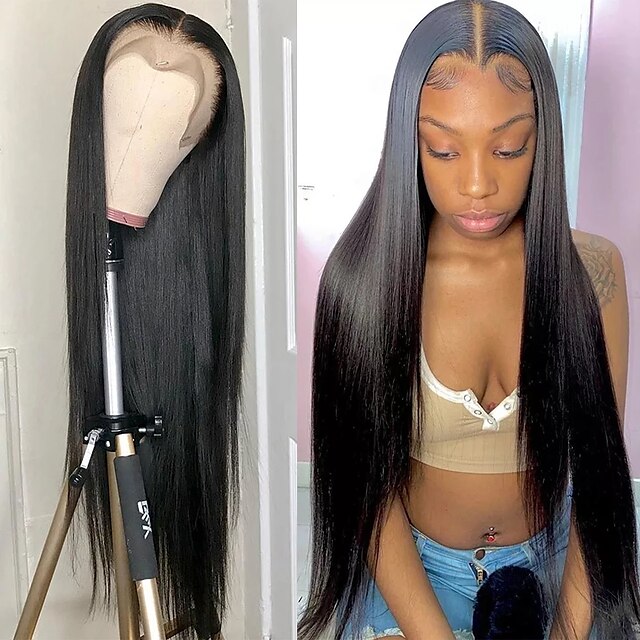 

Lace Front Wigs Human Hair Straight 13x4 Lace Frontal Human Hair Wigs Pre Plucked 150% Density Brazilian Virgin Human Hair Wig with Baby Hair for Black Women Natural Color