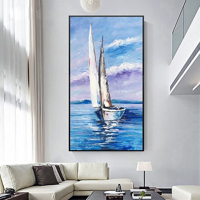 Oil Painting Handmade Hand Painted Wall Art Modern Abstract Sailboat Landscape Home Decoration Decor Rolled Canvas No Frame Unstretched 9