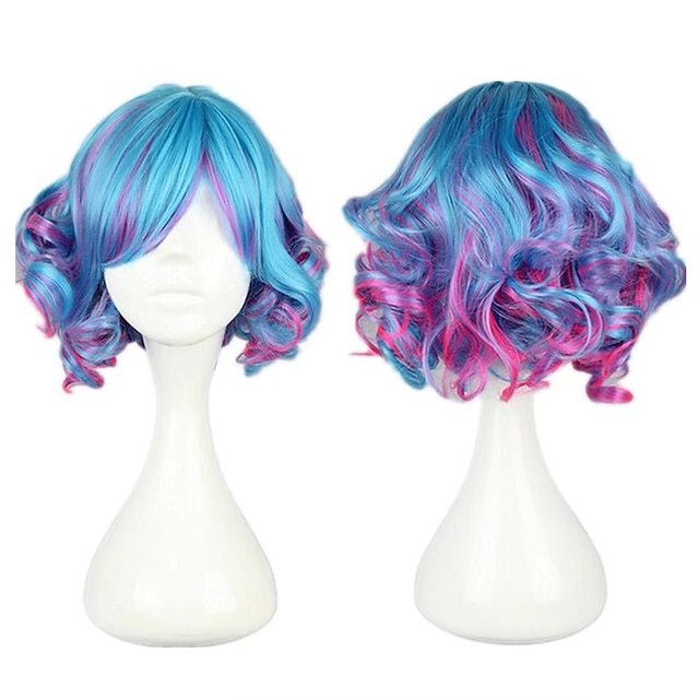  Kadiya Cosplay Wig Short Curly Colorful Lolita Zipper Cosplay  Party Hair Halloween Wig