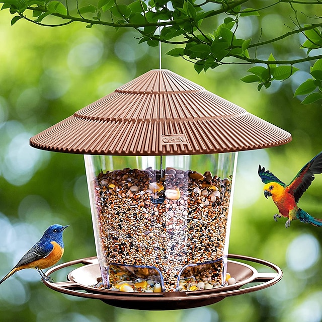  Bird Feeder Waterproof Gazebo Hanging Bird Feeders Outdoor Container with Hang Rope Feeding House Type Bird Feeder Aves Decor Garden Decor
