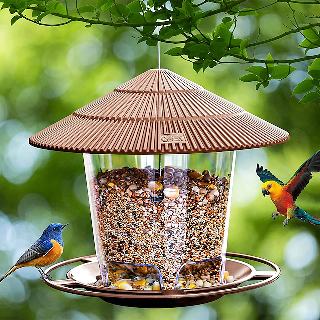 Bird Feeder Waterproof Gazebo Hanging Bird Feeders Outdoor Container with Hang Rope Feeding House Type Bird Feeder Aves Decor Garden Decor 11