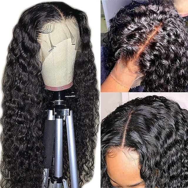 

Deep Wave Lace Front Wigs Human Hair 150% Density 13X4 Brazilian Virgin Human Hair Deep Curly Wave Lace Frontal Wigs for Black Women Pre Plucked with Baby Hair