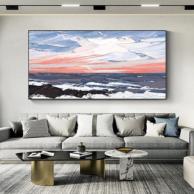 Home & Garden Wall Art | Handmade Oil Painting Canvas Wall Art Decoration Palette Knife Painting Sea Sky for Home Decor Rolled F