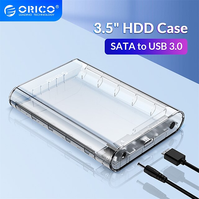  ORICO 3.5 Inch Transparent HDD Enclosure Case USB 3.0 5Gbps SATA3.0 Support UASP 8TB Drives For Notebook Desktop PC