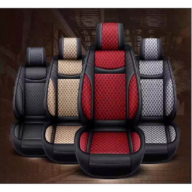 Full Set High Quality Flax 5 Seater Car Seat Cover Protector Breathable Luxury 