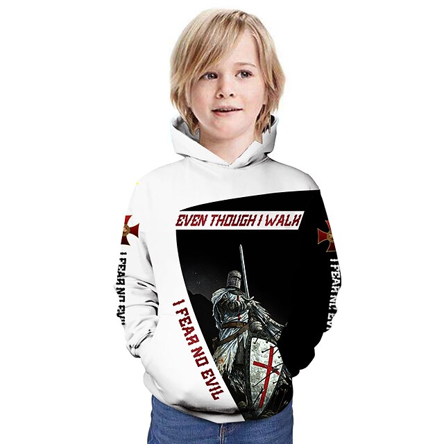 Baby & Kids Boys Clothing | Kids Boys Hoodie Long Sleeve Black Dark Gray Beige 3D Print Cartoon Pocket Outdoor Active 4-12 Years