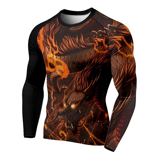 Sports & Outdoors Running, Jogging & Walking | 21Grams® Mens Long Sleeve Compression Shirt Running Shirt Dragon Top Athletic Ath