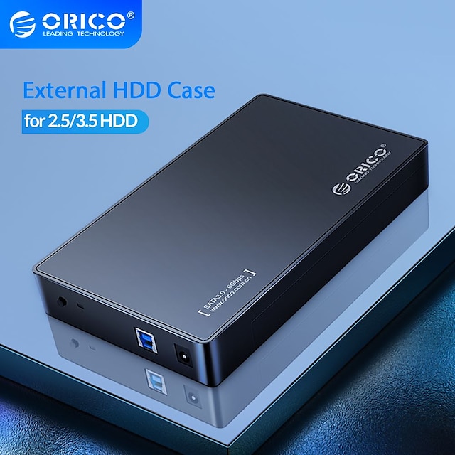  orico 3,5 tommer ekstern harddisk kabinet sata til usb 3.0 hdd etui med 12v/2a strømadapter understøttelse 18tb uasp værktøjsfri