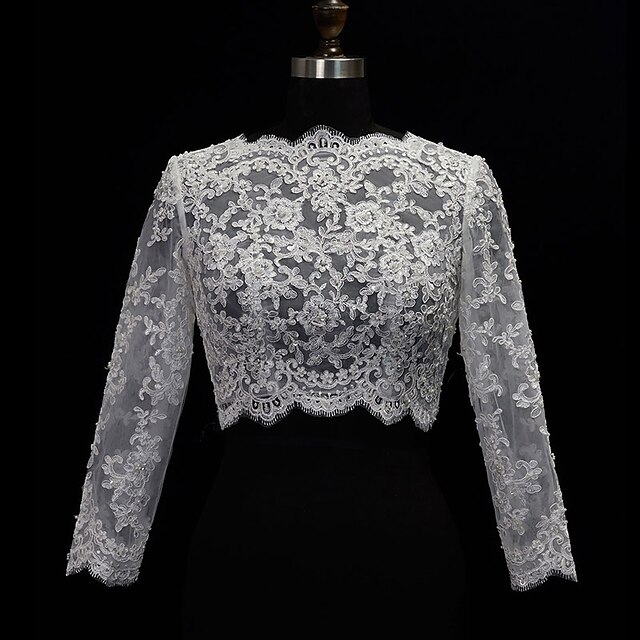 Shawl & Wrap Shawls Women's Wrap Bolero Sexy Bridal Long Sleeve Lace ...