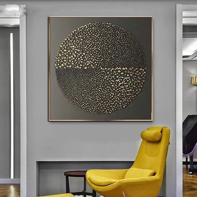 Home & Garden Wall Art | Oil Painting Handmade Hand Painted Wall Art Modern Black Gold Luxury Geometric Abstract Canvas Home Dec