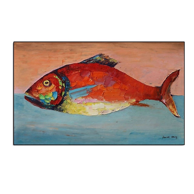 Home & Garden Wall Art | Oil Painting Handmade Hand Painted Wall Art Abstract Red Fish Large Size Home Decoration Decor Rolled C