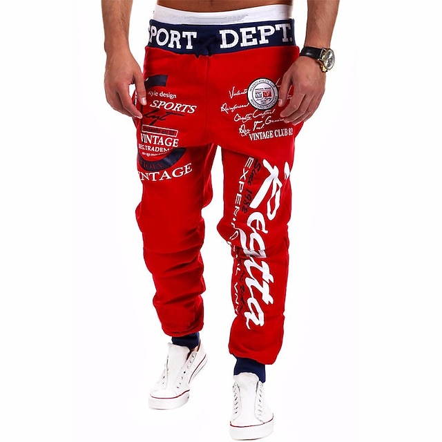  Herren Jogginghose Trainingshose Jogginghose Jogger Hose Hosen Elastische Taille Buchstabe Grafik-Drucke Sports Outdoor Freizeitskleidung Brautkleider schlicht HipHop Grau Blau Schwarz Blau Hoher