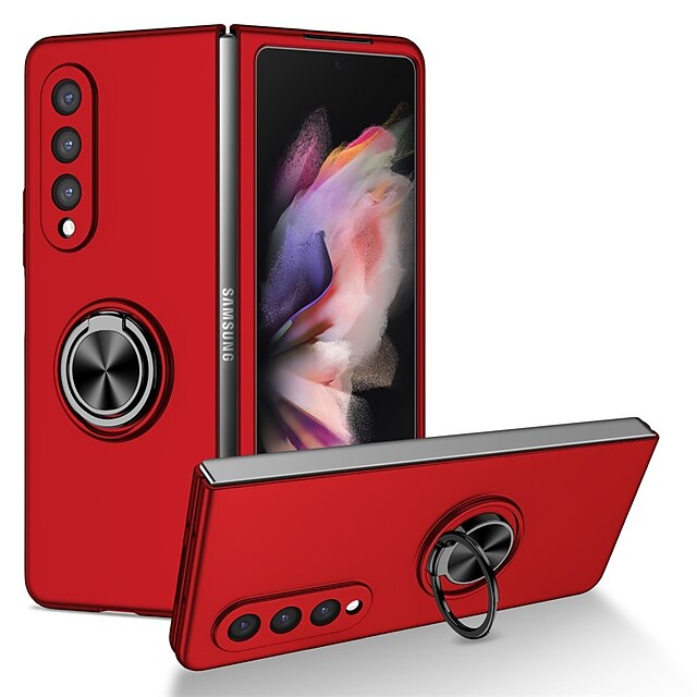  Phone Case For Samsung Galaxy Z Fold 6 Z Fold 5 Z Fold 4 Z Fold 3 Z Fold 2 Z Fold Full Body Case Flip Ring Holder Dustproof Solid Colored TPU