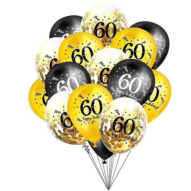 70th Balloons Set 15pcs 12" Happy Birthday Clear Foil Confetti Latex Adults 