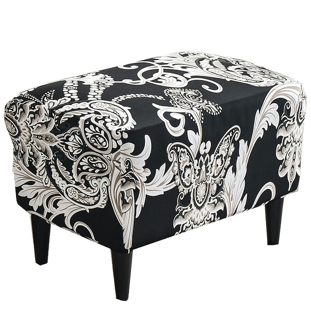  Floral Printed Stretch Ottoman Cover Spandex Elastic Stretch Rectangle Folding Storage Covers Removable Footstool Protect Footrest Covers