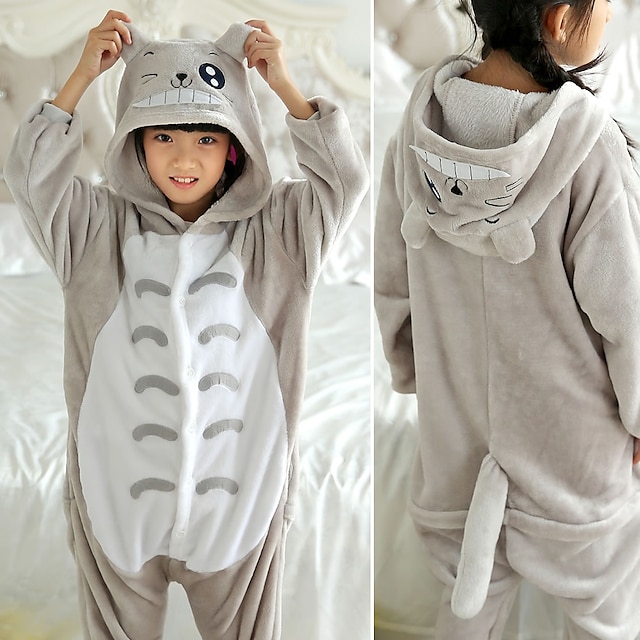  Kinder Kigurumi-Pyjamas Katze Tier Patchwork Pyjamas-Einteiler Pyjamas Polar-Fleece Cosplay Für Jungen und Mädchen Weihnachten Tiernachtwäsche Karikatur