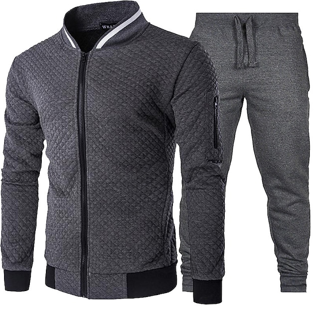 Sports & Outdoors Running, Jogging & Walking | Mens 2 Piece Tracksuit Sweatsuit Casual Athleisure 2pcs Winter Long Sleeve Therma