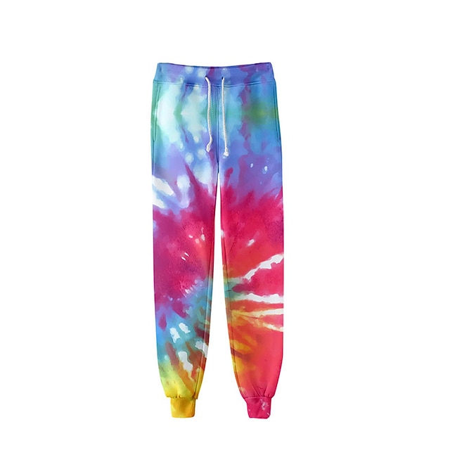 

Men's Fashion Streetwear Jogger Sweatpants Trousers Elastic Drawstring Design Print Pants Casual Daily Micro-elastic Graphic Tie Dye Breathable Soft Mid Waist Blue Purple Pink Orange Yellow S M L XL