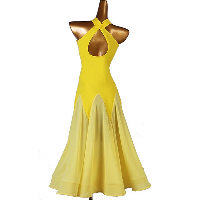 Women's Rhinestone Splicing Modern Dress Ballroom Dress Performance Swing Dress Competition Wear