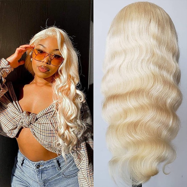 

150% 180% 13x4 Lace Body Wave Blonde Human Hair Wig Body Wave 613 Lace Frontal Wigs with Baby Hair Pre Plucked HD Transparent Lace Wigs Virgin Body Wave 613 Blond Human Hair