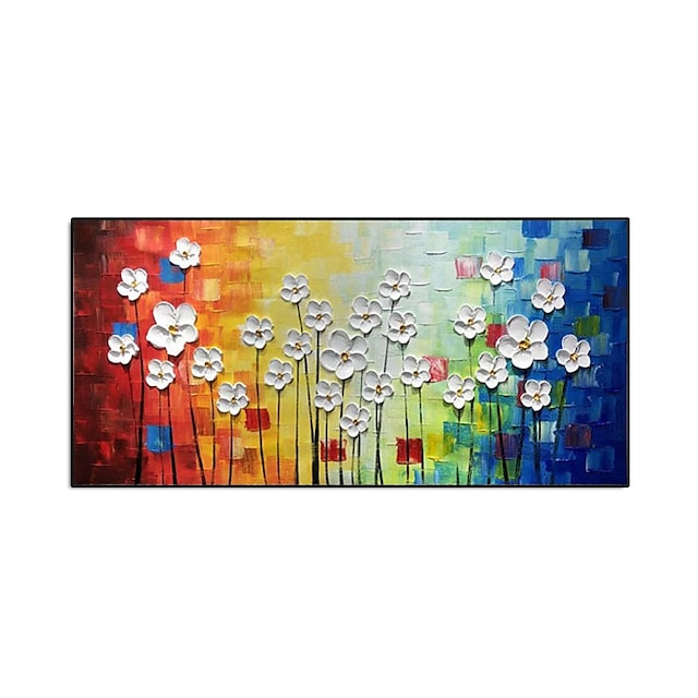 Home & Garden Wall Art | Oil Painting Handmade Hand Painted Wall Art Abstract Thick Texture Flowers Home Decoration Decor Rolled