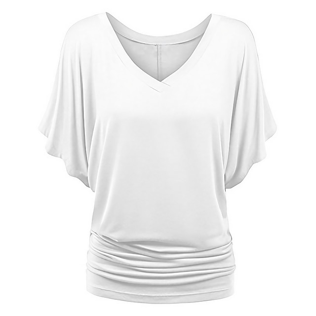  tricou de damă plus mărime tricou visiniu îmbrăcăminte de stradă ocazional preppy mânecă liliac cu mânecă cu jumătate de mânecă obișnuit topuri obișnuite cu gât în v ieșiri zilnic în weekend negru
