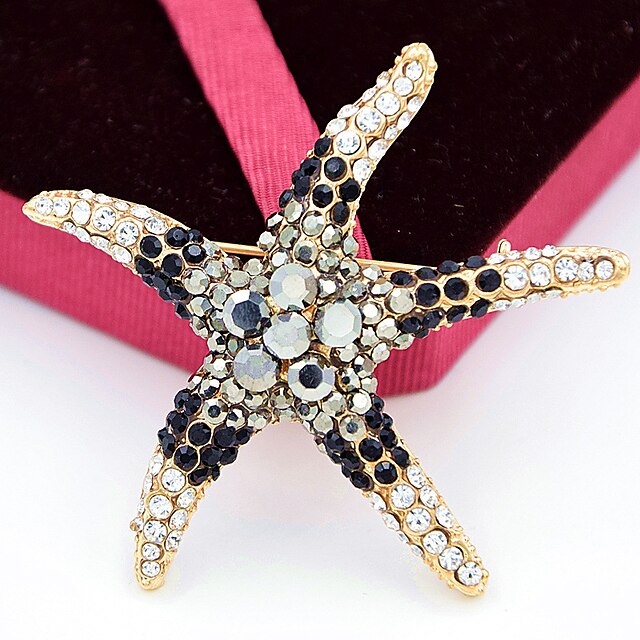 Shoes & Bags Fashion Accessories | Womens Brooches Classic Starfish Stylish Artistic Brooch Jewelry Purple Black Silver For Wedd