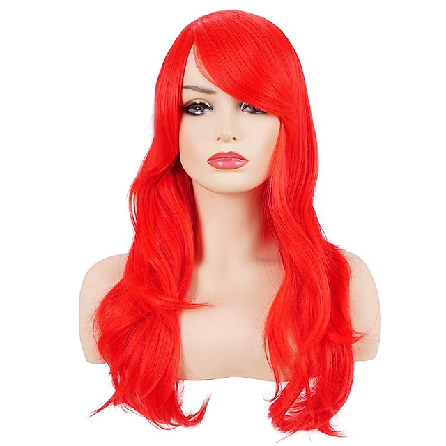 Beauty & Hair Wigs & Hair Pieces | Synthetic Wig Body Wave Side Part Wig Long Red Synthetic Hair Womens Cosplay Party Fashion Bl