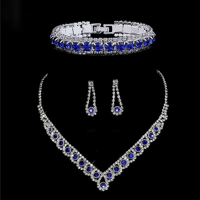  Brautschmuck-Sets 3 Strass 1 Halskette 1 Armreif Ohrringe Damen Natur Modisch Europäisch Niedlich Cool Vintage-Stil Kostbar Geometrische Form Schmuck-Set Für Party Hochzeit Geschenk / Täglich