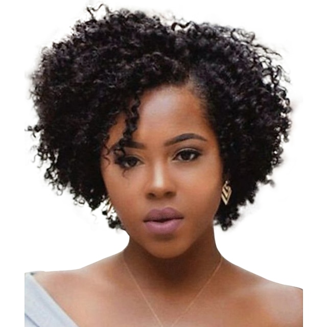 Afro Curly Side Part Wig Synthetic Wig  Short Wine Red Natural Black #1B Synthetic Hair Women's Soft Party Wig Easy to Carry Black Burgundy / Daily Wear