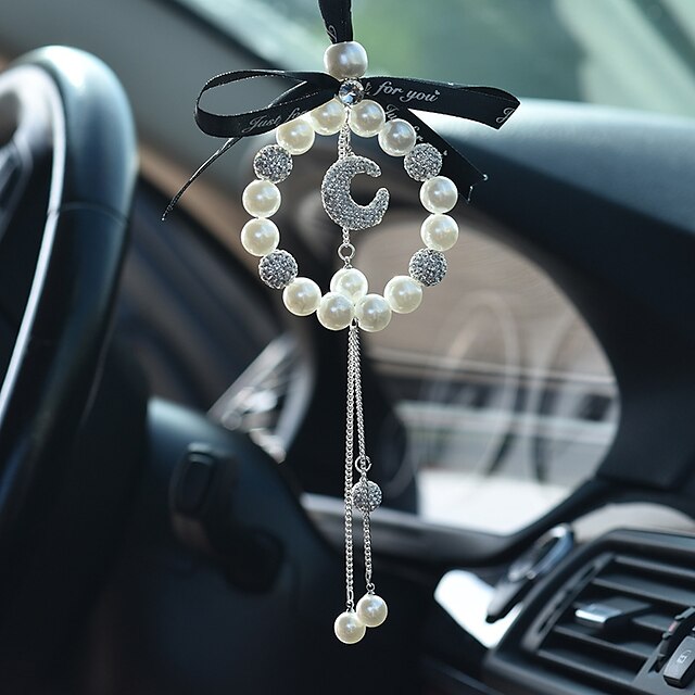 Consumer Electronics Automotive | 1Pcs Bling Mirror Car Men and Women Supplies Bling Crystal Diamond Moon Car Interior Hanging R