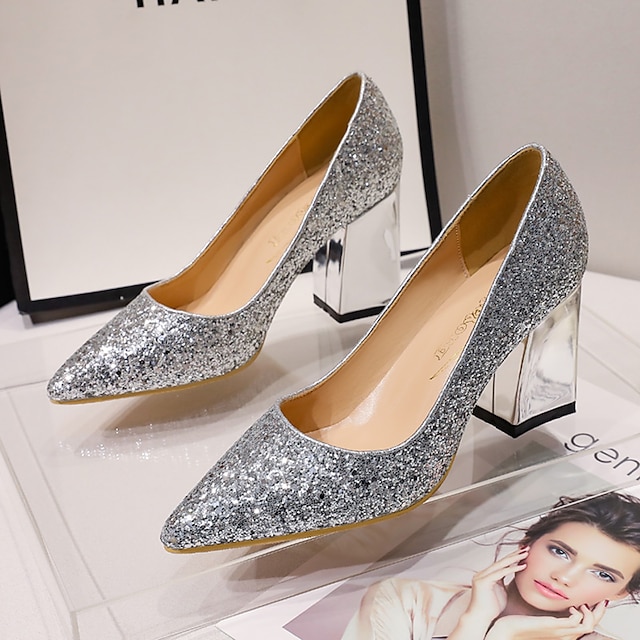 Women's Heels Wedding Shoes Glitter Crystal Sequined Jeweled Wedding ...