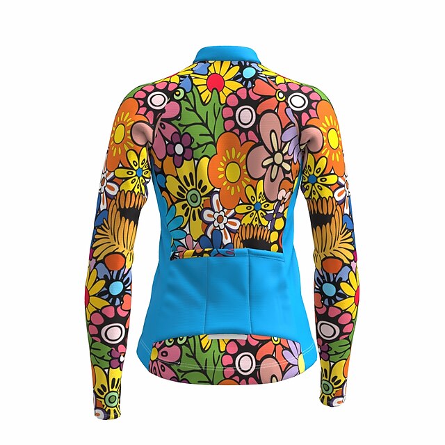 Women's Cycling Jersey Long Sleeve Bike Jersey Top with 3 Rear Pockets