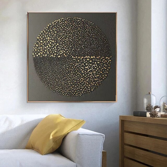 Home & Garden Wall Art | Oil Painting Handmade Hand Painted Wall Art Modern Black Gold Luxury Geometric Abstract Canvas Home Dec