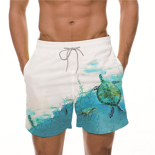 Men's Swimwear Board Shorts Swimsuit Drawstring Grey Green Brown White Swimwear Bathing Suits Casual / Summer / Beach