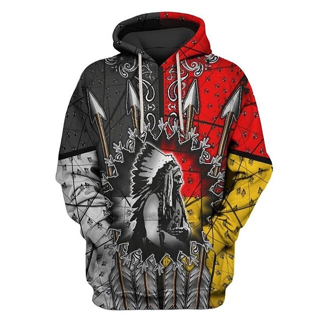 native american 3d moletom com capuzs