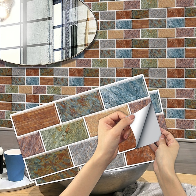  Europese retro camouflage spar zelfklevende tegel stickers keuken fornuis water en olie proof stickers huis diy renovatie muurstickers