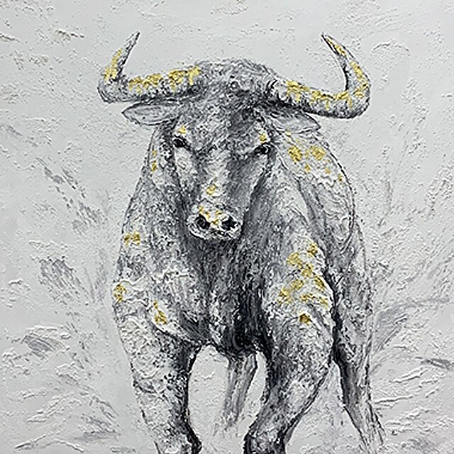 Home & Garden Wall Art | Handmade Oil Painting Canvas Wall Art Decoration Abstract Animal Painting Water Buffalo for Home Decor 