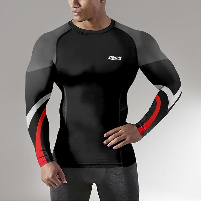 Sports & Outdoors Running, Jogging & Walking | 21Grams Mens Long Sleeve Compression Shirt Running Shirt Top Athletic Athleisure 